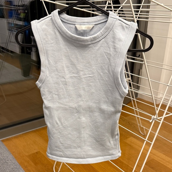 Zara Tops - Zara Light Blue Sleeveless Ribbed Tank Top